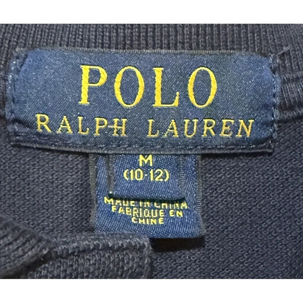 Ralph Lauren Polo‎ Shirt Youth Medium Blue White Pony Cotton Kids Boys EUC